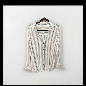 Sonoma Striped Button-Down Shirt in Cream, Black & Tan